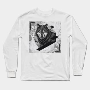 Brooding Wolf Japanese Art Print Long Sleeve T-Shirt